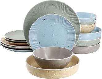 Elama 16pc Double Bowl Dinnerware Set