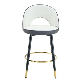 STILVORA Set Di 2 Sgabelli Da Bar Girevoli Con Schienale Traforato, Stile Moderno, Metallo E Similpelle, Grigio Scuro E Bianco