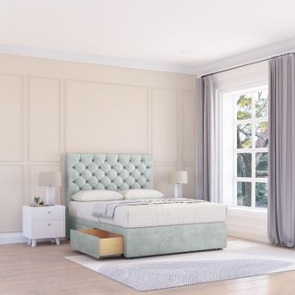 Sloomy Mayfair Naples Bed Set With No Drawers Mattress & 26 Headboard in Silver | Size: Small Single