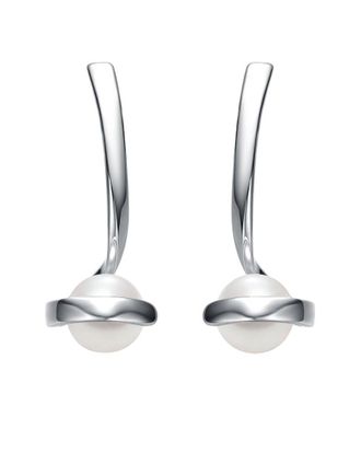 Genevive Silver 7Mm Pearl Swirl Dangle Earrings