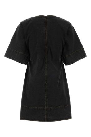 Ganni Womens Black Stretch Cotton Mini Dress Exterior: Elastane Abiti