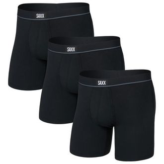 Saxx Essential Cotton Boxer Brief Fly 3-Pack Alltagsunterw&auml;sche f&uuml;r Herren | schwarz