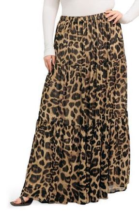 Flying Tomato Leopard Print Tiered Maxi Skirt at Nordstrom Rack, Size 1 X