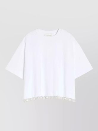 Sportmax beaded hem cropped top round neck