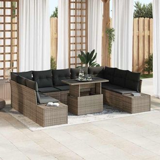 vidaXL Conjunto De Sof&aacute; De Jard&iacute;n 10 Pcs Gris 100 X 55 X 73 Cm Vidaxl