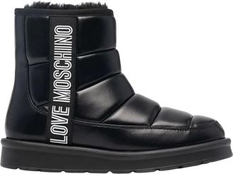 Love Moschino Schoenen, Dames, Zwart, 36 EU, Polyester, Ankelboots met logoprint