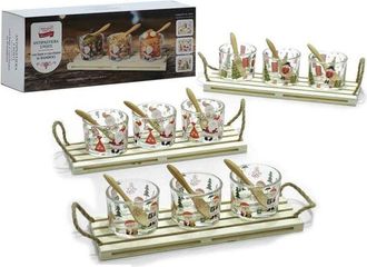 Trade Shop Trade Shop - Antipastiera 3 Places With Basic Base Cucchiai In Children In Vetro Decoro Natali