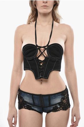 Julfer Cotton Bustier Top with Exposed Seams size 38