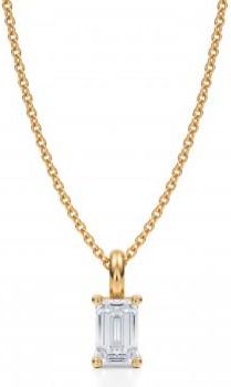 Allurez Emerald Lab Diamond 4-Prong Necklace 14K Yellow Gold (0.50ct)