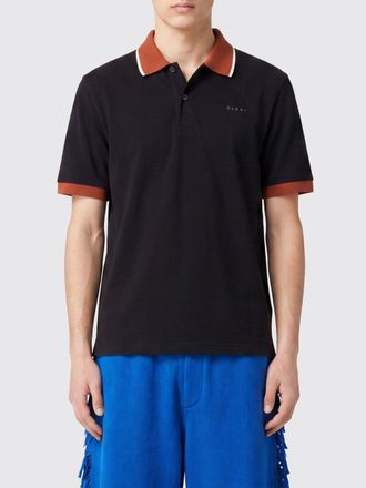 Marni Polo in cotone con profili a contrasto e colletto a righe