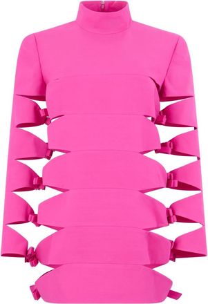 Valentino Garavani Fuchsia Mini Jurk met Uitgesneden Details - Dames - Korte kleedjes - Roze - S - Wol - Kleedjes