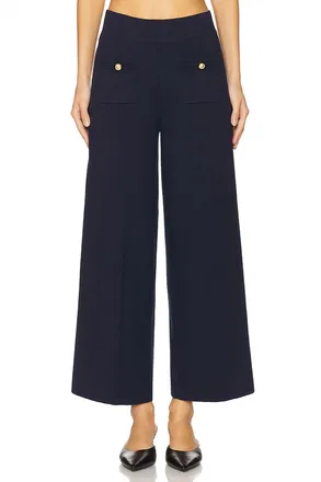L'agence Madrid Wide Leg Knit Pants In Midnight Gold