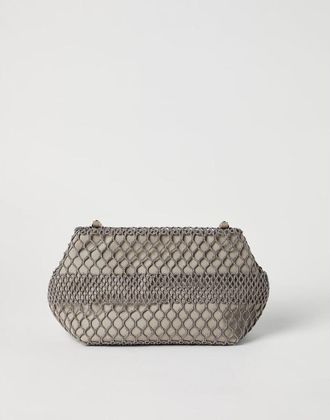 Brunello Cucinelli Beige Netted Clutch Bag