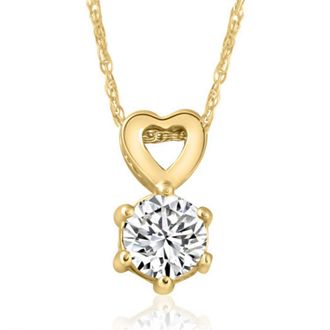 Pompeii3 1/2Ct Diamond Solitaire Heart Pendant Necklace in White, Yellow, or Rose Gold