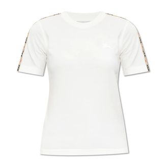 Burberry T-shirt met geborduurd logo - Dames - Tops - Wit - Maat: L Katoen