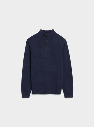 Le 31 Mens Heritage buttoned-neck sweater Shetland wool