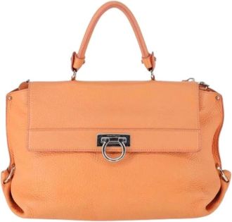 Ferragamo Pre-owned Sofia satchel - Dames - Vintage Handtas - Oranje - ONE Size - Leer - Vintage
