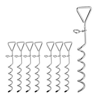 OEM Kit De Estacas De Anclaje En Espiral, Paquete De 8, Forma De Sacacorchos, Tienda De Campa&ntilde;a Para Cama El&aacute;stica De Perro De Acero, 42 Cm, Plateada