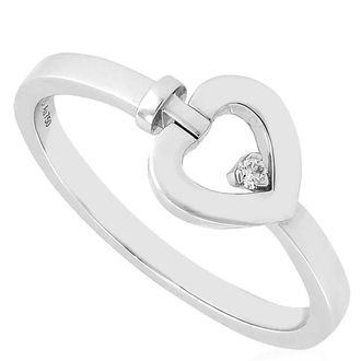 Fred Perry Pretty Woman Mini Ring in White Gold with Diamond, Size 50
