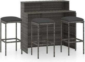 Les Tendances Conjunto De Barra De Jard&iacute;n Con Cojines 4 Piezas Gris 020013458