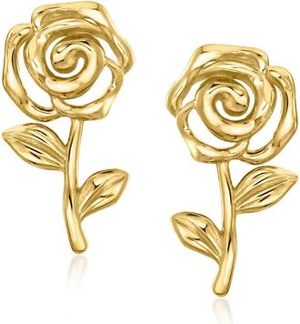 Ross-Simons Italian 10kt Yellow Gold Rose Stud Earrings
