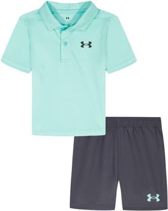 Under Armour Kids Polo & Shorts Set in Neo Turquoise at Nordstrom, Size 18M