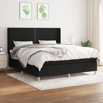vidaXL Vidaxl - Cama Box Spring Con Colch&oacute;n Tela Negro 180x200 Cm