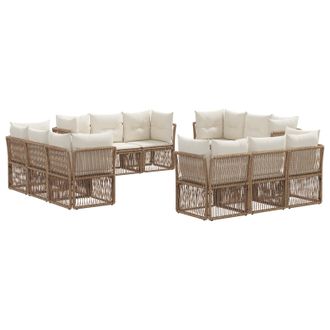 vidaXL Conjunto De Sof&aacute;s De Jard&iacute;n 12 Pcs Beige Rat&aacute;n Sint&eacute;tico Vidaxl