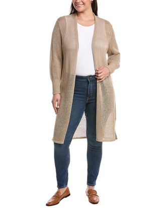Eileen Fisher Plus Long Linen-Blend Cardigan