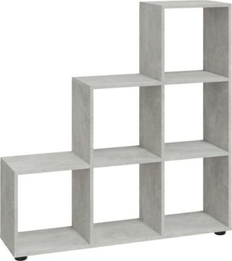 vidaXL Staircase Bookcase Concrete Grey 107 cm Engineered Wood vidaXL