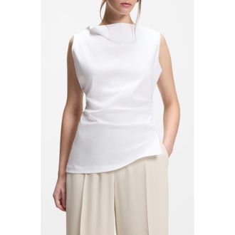 BOSS Emiaka Sleeveless Cowl Neck Top in Bright White at Nordstrom, Size X-Small