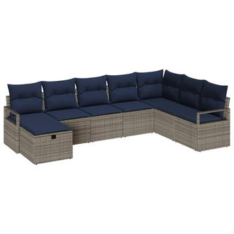 vidaXL Juego De Sof&aacute; Con Coj&iacute;n 8 Pcs Gris Rat&aacute;n Sint&eacute;tico Vidaxl