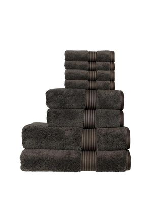 Christy Supreme Hygro Luxury 100% Supima Cotton 8 Piece Towel Sets in Dark Grey