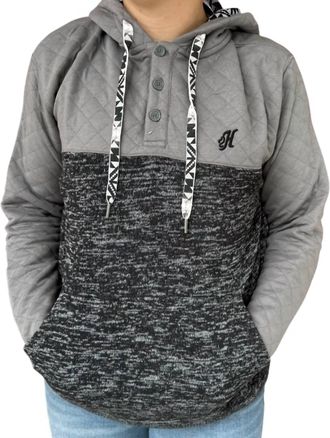 Hooey Jimmy Quilted Hoodie In Black/grey