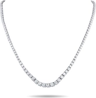 Luxury Bazaar 14K White Gold 7.20ct Diamond Tennis Necklace MF41-110625