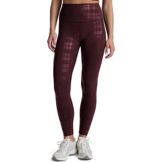 Beyond Yoga High Waist Midi Leggings in Plaid Foil Burgundy at Nordstrom Rack, Size X-Small