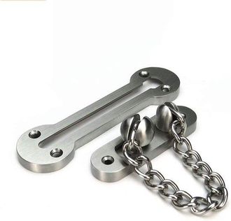 OEM Cerradura De Puerta Extragruesa Con Cadena: Cadena De Seguridad De Acero Inoxidable Fundido, Acabado N&iacute;quel Cepillado (modelo Deluxe Extragrueso)