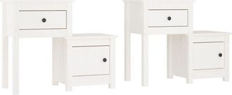 vidaXL Bedside Cabinet 2 pcs White 79.5x38x65.5 cm Solid Wood Pine Vidaxl