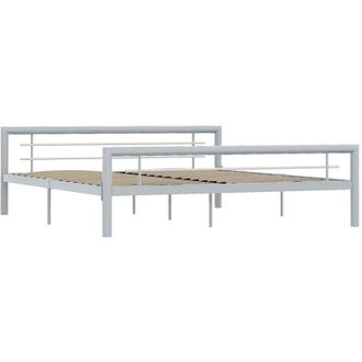 vidaXL Vidaxl - Bed Frame without Mattress Grey and White Metal 180x200 cm Super King
