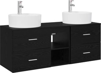 vidaXL Juego De Muebles De Ba&ntilde;o 3 Uds. Negro 49,5 X 44,5 X 65 Cm Vidaxl