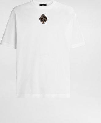 Dolce & Gabbana Cotton T-shirt With Patch - Man T-shirts And Polos White 44