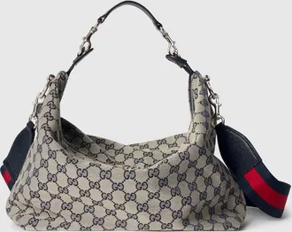 Gucci Brera Medium Crossbody Bag, Blue, GG Canvas