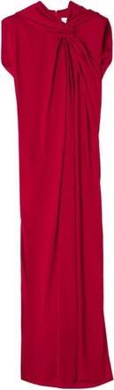 Lanvin Kleedjes, Dames, Rood, S, Jurk met Knoop aan de Voorkant