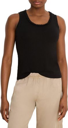 Nic+Zoe Ruffle Neck Tank in Black Onyx at Nordstrom, Size Xx-Large