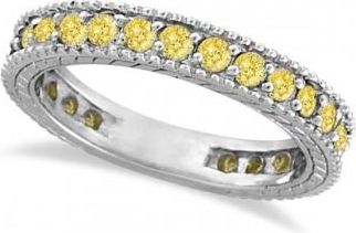 Allurez Fancy Yellow Canary Diamond Eternity Ring Band 14k White Gold (1.00ct)