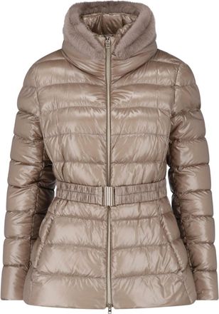Herno Taupe Claudia Waterproof Belted Down Jacket