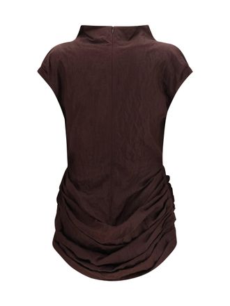 Magda Butrym Womens Draped Mini Dress Brown Cotton