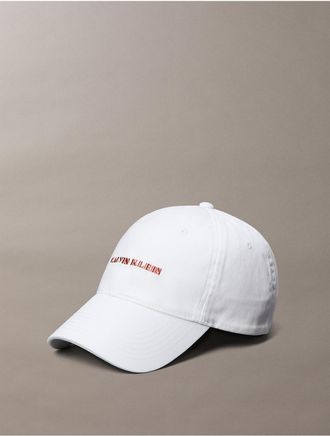 Calvin Klein Mens Embroidered Graphic Logo Cap - Open White