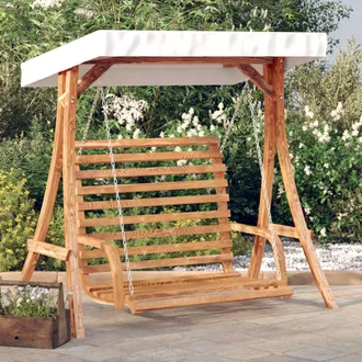 vidaXL Vidaxl - Panca A Dondolo Con Tetto Massello Di Abete Finitura In Teak