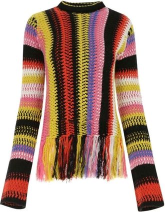 Chlo&eacute; Multicoloured Fringe Stripe Macrame Sweater Size XS